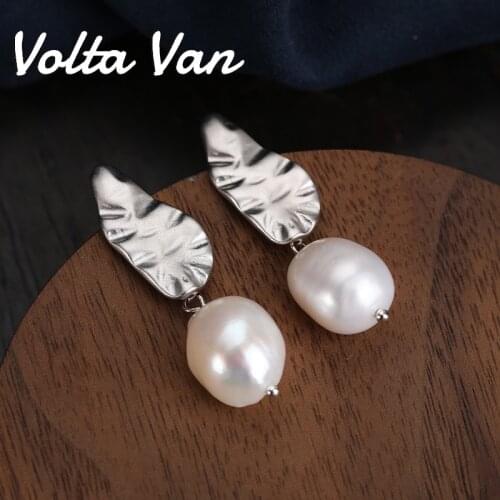 Volta Van Drop Earrings Freshwater Pearls 925 Sterling Silver Pendientes Plata 2021 New Elegant Jewelry Korean Style Earrings