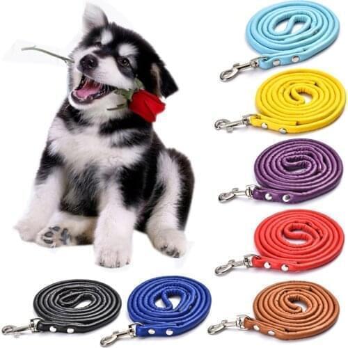 1PC High Quality Pet Dog Pet Supplies Dog Strap Training Lead Leash Rope Leash Adjustable Rope Popular Traction Dog PU Leather