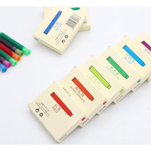 20Pcs Disposable Pen Non Carbon Type Color Ink Cartridge Fountain Pen Refills Writing Replacement Supplies