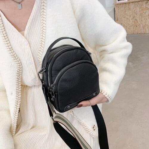 2021 New Fashion Girl Crossbody Packs Female Shoulder Hand Bags Black Color 100% Genuine Leather Small Bags for Woman