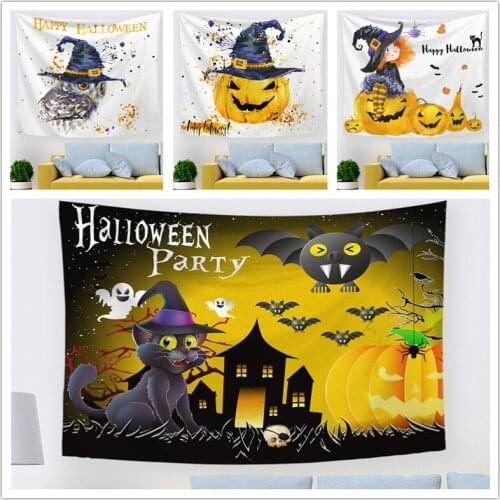 21 Designs Halloween Tapestry Pumpkins Tree Print Wall Hanging Tapestry Art Home Decoration