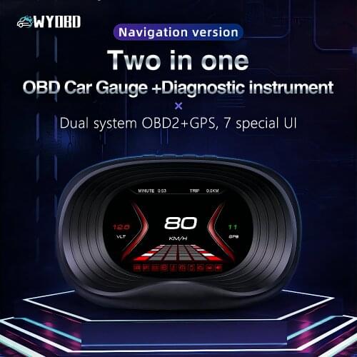 WiiYii P20 HUD OBD2 Head Up Display car GPS+OBD gauge Digital Speedometer Projector Turbo Oil Temp car Electronic