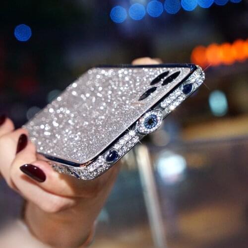 Bling Diamond Gem Bumper For iPhone 11 Pro Max SE 2020 X XR XS 8 7 6s Plus Sticker Film Glitter Rhinestone Inlay Metal Frame
