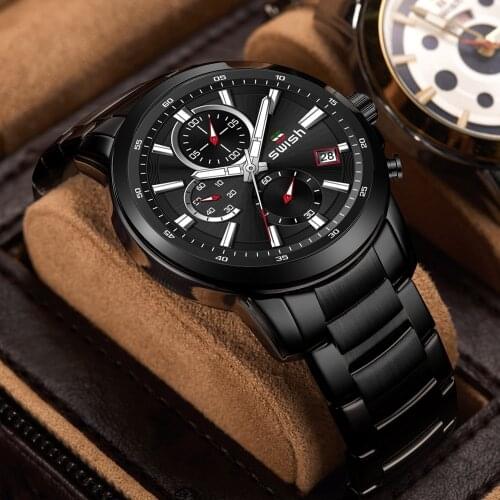 Luxury Chronograph Watches Men Waterproof Stainless Steel Mens Business Quartz Wristwatch Top Brand Luxury Relogio Masculino