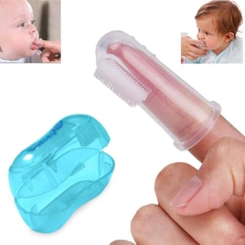 Baby Finger Toothbrush with Box Children Teeth Clear Massage Soft Silicone Infant Rubber Cleaning Brush Baby Dental Care