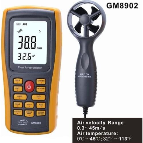 Range 0.3~45m/s Air Flow Anemometer GM8902 Wind Speed Meter