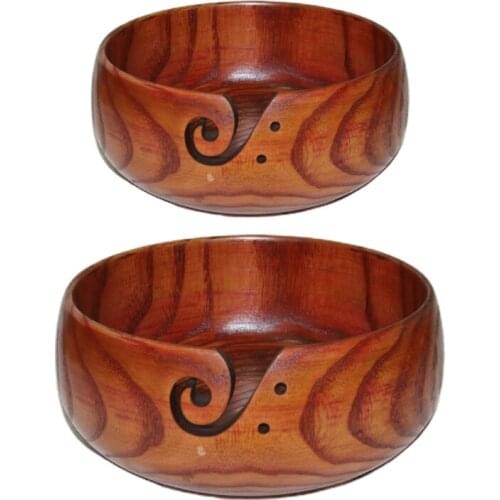 Eco-friendly Wooden Yarn Storage Bowl Knitted Crochet Wool Holder Handmade Needlework Sewing Supplies Organizer