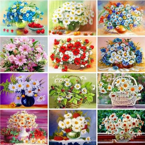 EverShine Diamond Mosaic Flowers Rhinestones Art Diamond Painting Full Square Drill Daisy Cross Stitch Bead Picture Kits Gift