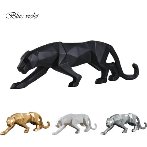 4 Color Panther Statue Modern Abstrac Animal Figurine Desktop Office Resin Leopard Sculpture Crafts Decoration Gift Home Decor