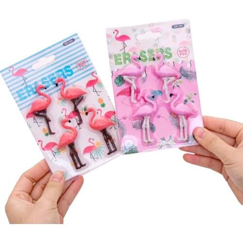 Flamingo Eraser Kawaii Flamingo Pencil Eraser Cartoon Style Creative For Kids Funny Erasers Korean Stationery School Supplies