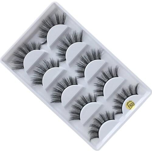 Flash Girl New 5 Pairs Eyelashes Natural Long Handmade Eyelash Extension Reusable 3D Mink Eye Lashes Makeup Tools F820