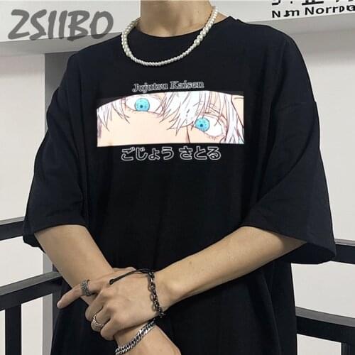 Harajuku Japanese Anime Jujutsu Kaisen T Shirt Male Gojo Satoru Printed Graphic Tops Summer Cool Unisex Mens T-Shirt Streetwear