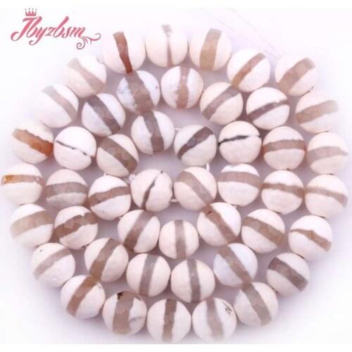 8,10mm Faceted Round Beads Ring Stripe Dzi Agates Gem Stone Beads For DIY Necklace Bracelats Jewelry Making 15" Free Shipping