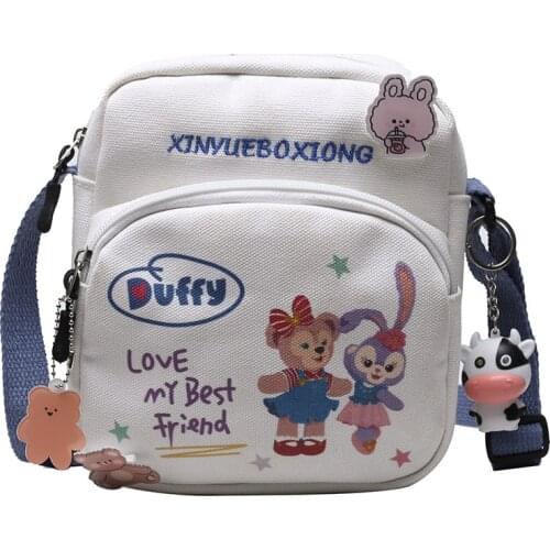 Disney Duffy bear canvas bag cute small bag female new shoulder bag student mobile phone bag messenger canvas bag girls bags