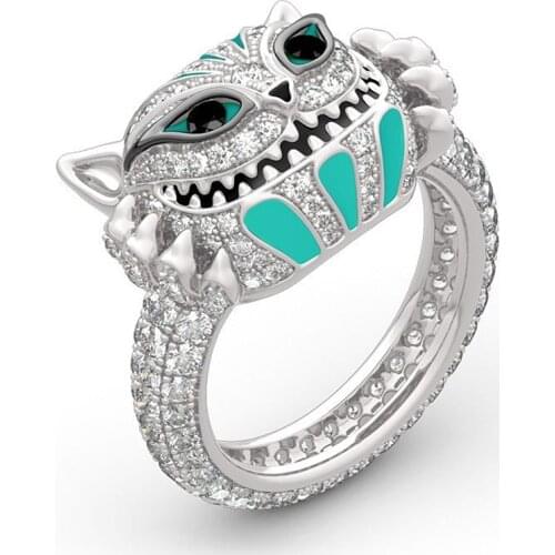 USTAR Punk Skull Rings for women New Jewelry Cubic Zirconia Totems silver color Finger Rings Female Anel Halloween