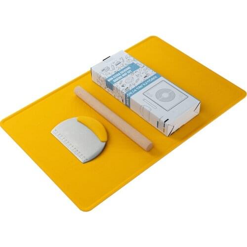 Baking Mat with Measurements Non-Stick Pastry Mat for Rolling Dough, and Food-safe Plastic Scraper Dough Cutter Rolling Pin