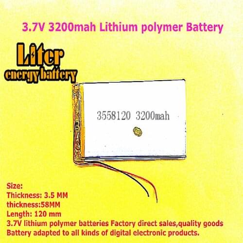 Size 3558120 3560120 3.7v 3200mah Lithium Polymer Battery With Board For Pda Tablet Pcs Digital Products