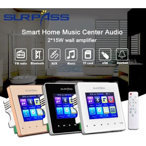 Mini Bluetooth usb fm Smart Home Music Center Audio Soound System tablet Stereo in Wall Screen Amplifier for Hotel Speaker combo