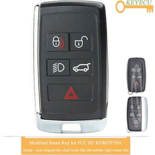 KEYECU Modified Smart Remote Car Key for Land Rover Range Rover Evoque Sport LR2 LR4 2012-2015, Fob 5 Button - FCC ID: KOBJTF10A