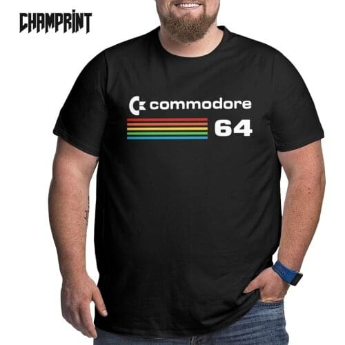 Vintage Commodore 64 Computer T-Shirt for Men Keyboard 100% Cotton Big Tall Tee Shirt Crewneck Short Sleeve T Shirt Plus Size