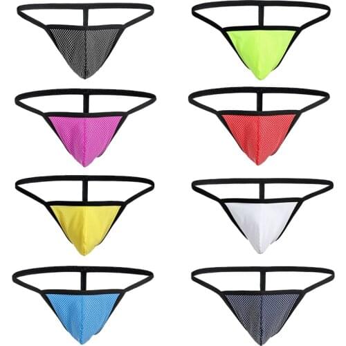 Men Sexy Dots Low Waist T-Back Bikini G-string Thong Jocks Underwear Shorts Lace Comfortable Briefs Colorful Hombre Underpants