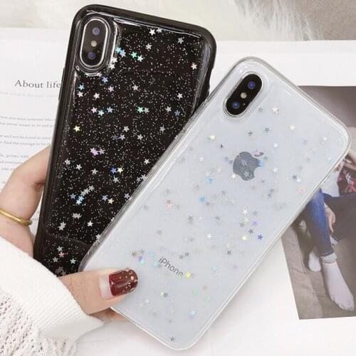 Soft TPU Case For Coque iphone 7 XS MAX Case Bling flash Glitter starry pattern Clear Cover For iphone 6 6S 7 8 Plus X XR Case