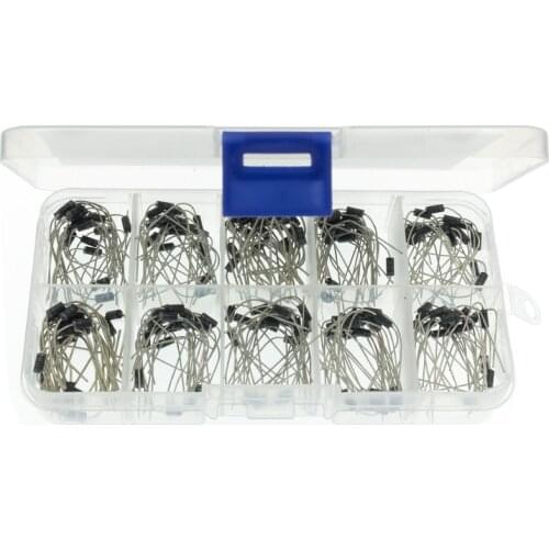 200Pcs 10 Values Rectifier Diode Assorted Kit 1N4001 1N4002 1N4003 1N4004 1N4005 1N4006 1N4007 1N5817 1N5818 1N5819 with Box
