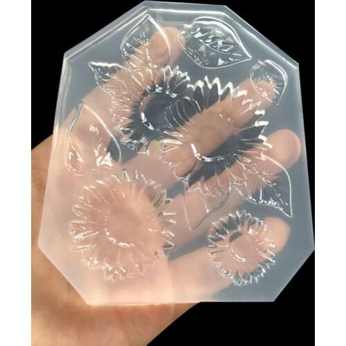 New mirror sunflower mold flower leaves sunflower sunflower flower silicone crystal drop ab mobile phone shell decoration