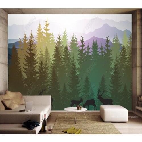 Papel de parede Alpine pine tree forest landscape 3d wallpaper mural,iving room tv wall bedroom wall papers home decor