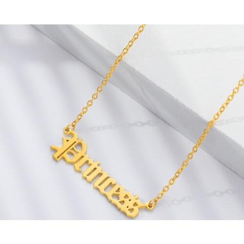 Baby Pride detroit Angel Princess Necklace Old English Letters BabyGirl Choker Necklaces Women Men Gothic Jewelry Gold Ketting