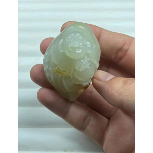 Natural 7A hetian jade Handcarved white buddha jade pendant jade necklace women men pendants jewelry jade necklaces
