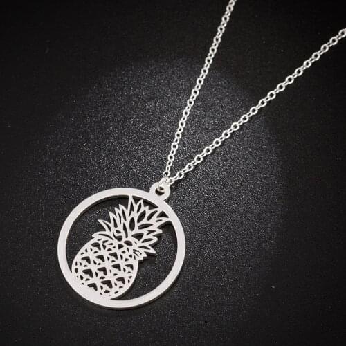Stainless Steel Necklace For Women Lovers Gold And Silver Color Pineapple Pendant Necklace Engagement Jewelry