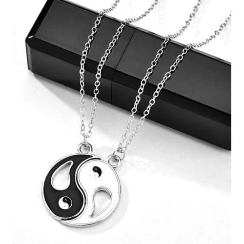 Black And White Gossip Tai Chi Couple Necklace Jewelry Choke Lover Necklace For Women Men Lady Valentines Day Gift