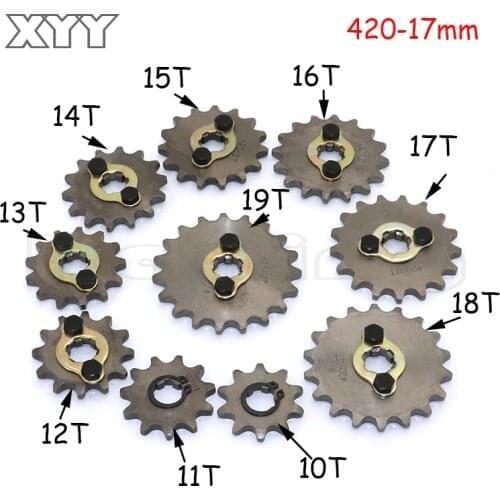 Front Engine 420# 17mm 20mm 10T 11T 12T 13T 14T 15T 16T 17T 18T 19T Teeth Chain Sprocket With Retainer Plate Locker