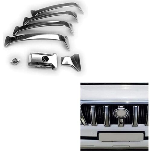 Car Front Grille Trims Bumper Protector Chrome with Camera Hole for Toyota Land Cruiser 150 Prado LC150 FJ150 2010-2017