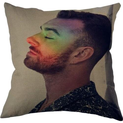 Custom Square Pillowcase Singer Sam Smith Cotton Linen Pillow Cover Zippered 45x45cm One Sides DIY Gift Office,Home,Outdoor