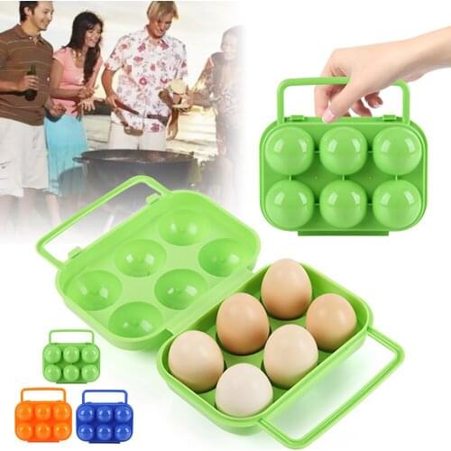 Portable Plastic 6 Grid Eggs Storage Box Container Eggs Holder for Outdoor Camping Picnic Eggs Box Case Kitchen Organizer