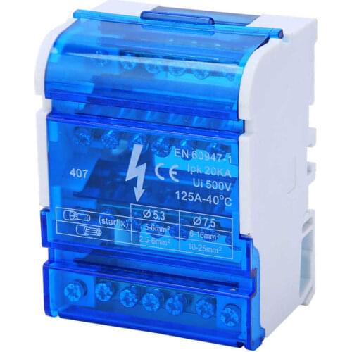125A Din Rail Terminal Distribution Box 4-Level Single Phase Junction Case with Transparent Cover waterproof junction box