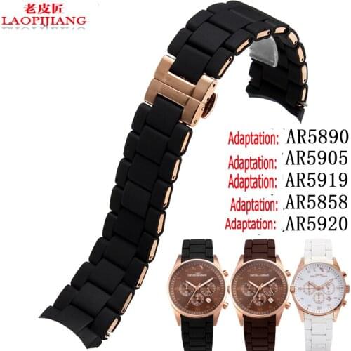Liaopijiang New design silicone cover stainless steel strap fit AR5890 AR5905 AR5906 20mm 23mm for men bussiness watchband+tools