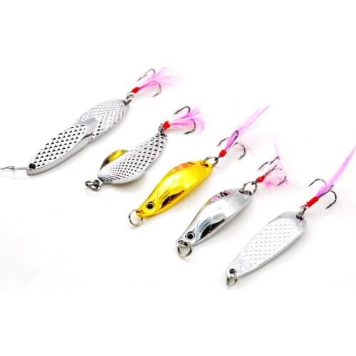 Fishing Metal Lure Hard Bait Spoons Jigs Simulation Dolphins Waterfowl Pteris Artificial Lures Treble Feather Hooks Lot 2 Pieces
