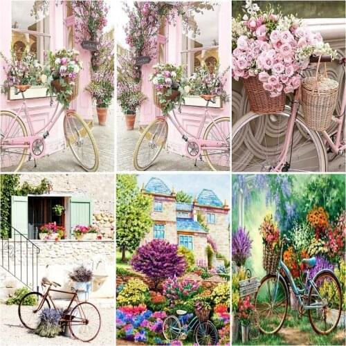 SDOYUNO Diamond Painting Flowers Cross Stitch Diamond Embroidery Bicycle Rhinestones Art Mosaic Kits Hobby Gift Home Decor