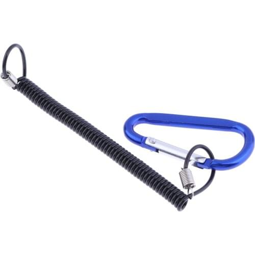Fishing Coiled Lanyard Accessories PU Retractable Coiled Tether with Lobster Clip for Tools 60cm Max Stretch