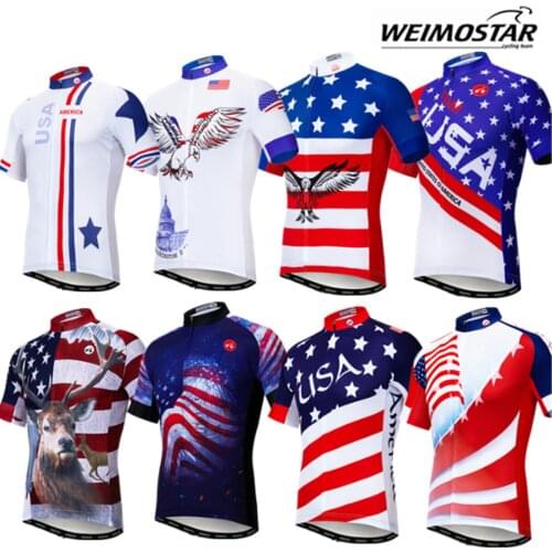 Cycling Jersey Mens MTB Tops Shirt Short Sleeve Team Racing Sport Biking Colthing Bicycle Sweatshirt United States of America