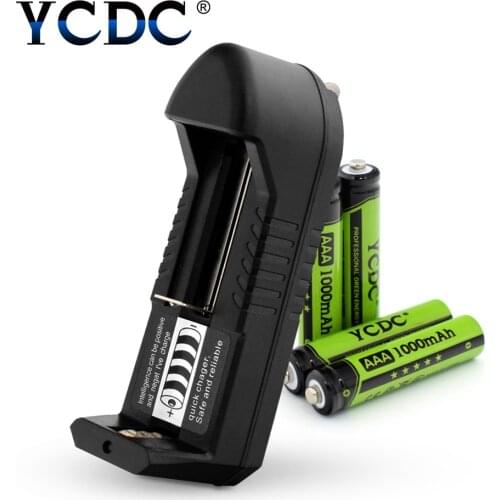 18650 Charger carregador Adjustment Charge For 16340 AA Li-ion AAA Battery cargador Rechargeable 1.2V EU US Plug+4pcs Batteries
