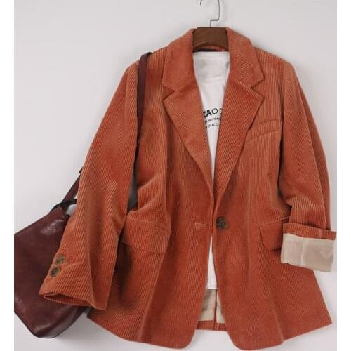 Office lady Loose Corduroy suit women blazers jackets Vintage Corduroy blazer casual suit jacket Womens Coat blazer feminino