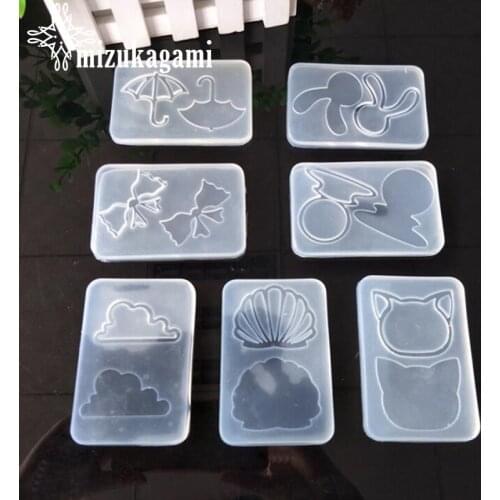 1pcs Water Injection Mud Board Hollow Whale Mold Rabbit/Cat/Bowknot Resin Charm 3D Mold For DIY Intersperse Decorate Making Mold