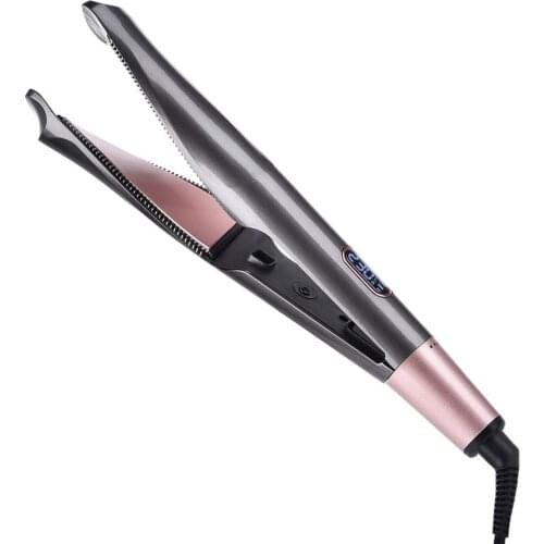 2 in 1 Twist Hair Straightener and Curling Iron Tourmaline Ceramic Twisted Flat Iron with LCD Display Adjustable Temperature