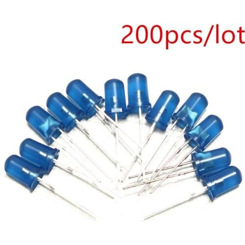 200PCS/Lot 5MM Blue LED Diode Round Diffused Blue Color Light Lamp F5 LED Light Emitting Diode Lamp