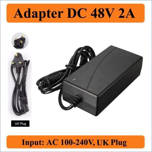 48V 2A UK Plug AC DC Adapter AC 100-240V Converter to DC 48V 2000mA 96W Charger Power Supply Black for Led Strips Light
