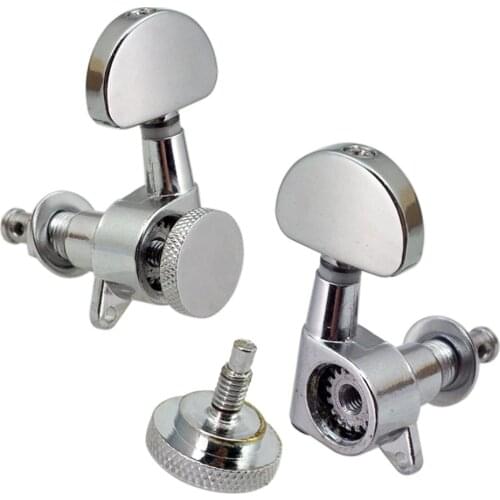 6 Pcs Guitar Machine Metal Tuners (3 Left 3 Right) - String Tuning Key Pegs Replacement for Electric Guitars (Silver)